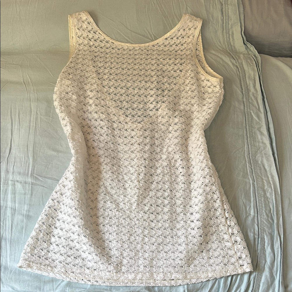American Apparel Cream Backless Lace Dress